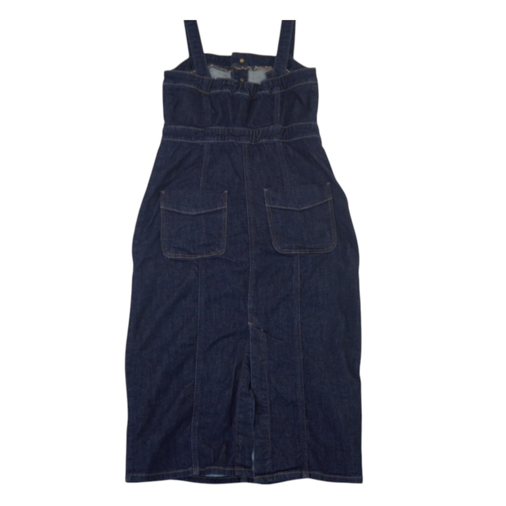 American Eagle Outfitters Midi Dress Women M Blue Denim Cotton Stretch Button Up - Picture 7 of 15